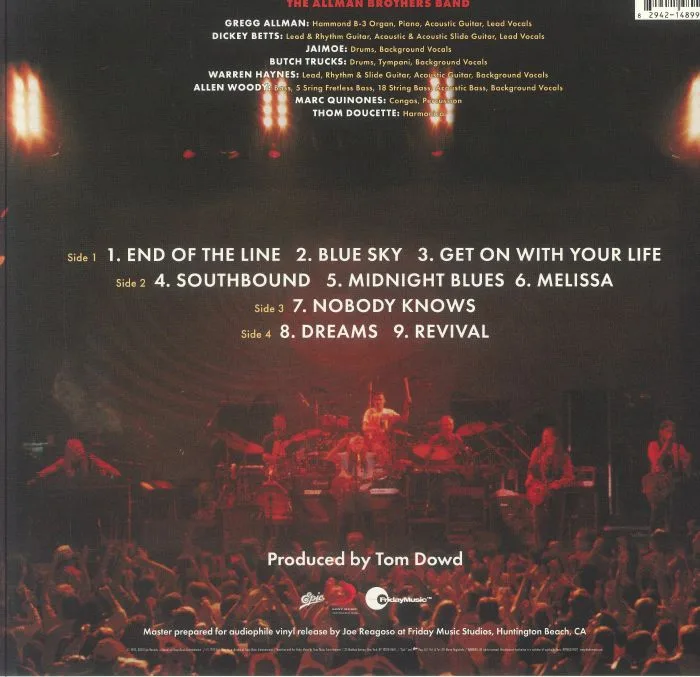Обратная сторона обложки — ALLMAN BROTHERS BAND — An Evening With The Allman Brothers Band: First Set (reissue)