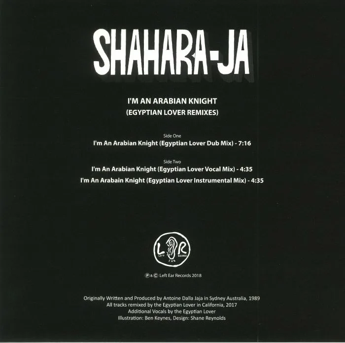Back cover — SHAHARA JA — I'm An Arabian Knight (Egyptian Lover Remixes)