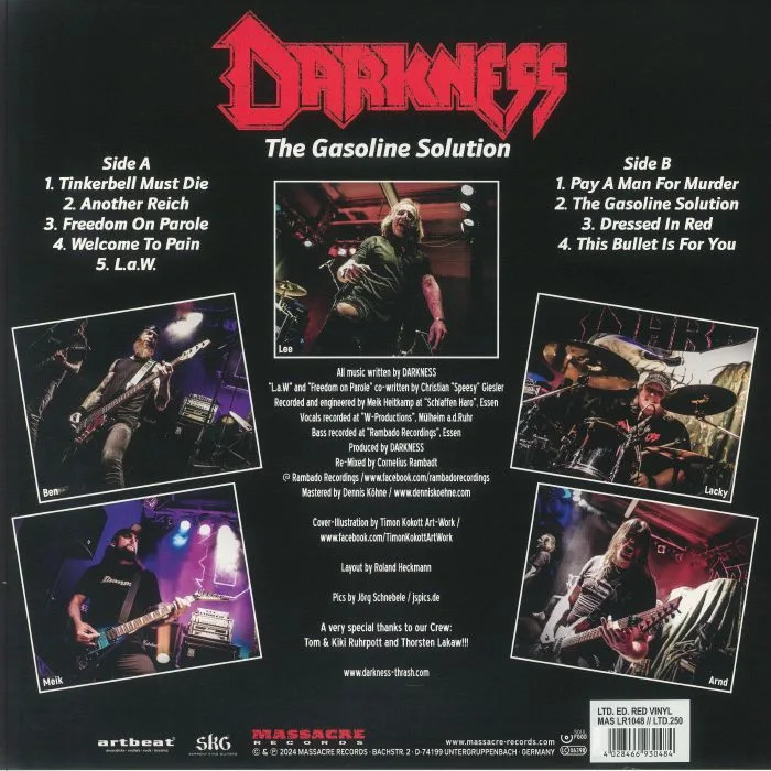 Обратная сторона обложки — DARKNESS — The Gasoline Solution