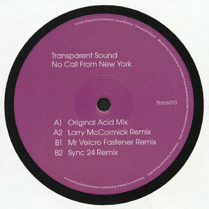 Обратная сторона обложки — TRANSPARENT SOUND — No Call From New York (reissue)