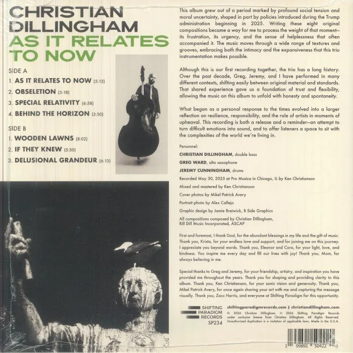 Обратная сторона обложки — Christian DILLINGHAM — As It Relates To Now