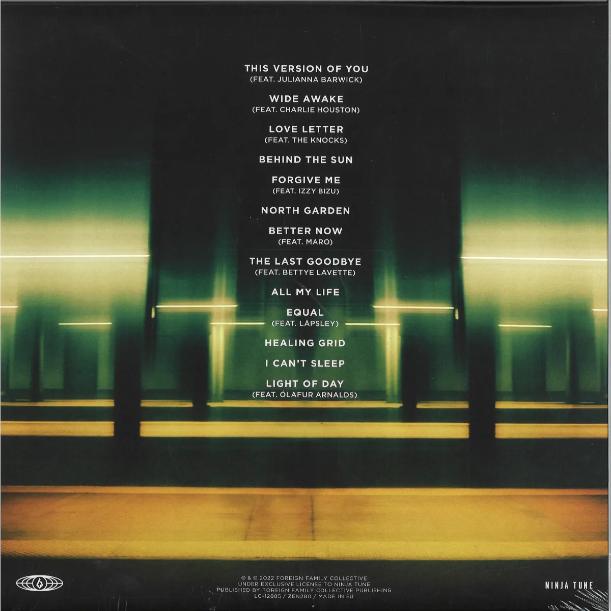 Back cover — Odesza — The Last Goodbye (Mint Green 2LP+MP3+Artprint) 2x12"