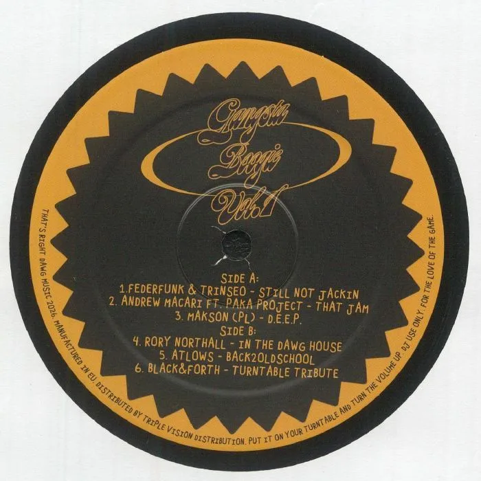 Front cover — FEDERFUNK / TRINSEO / ANDREW MACARI / MAKSON / RORY NORTHALL / ATLOWS / BLACK&FORTH — Gangsta Boogie Vol 1