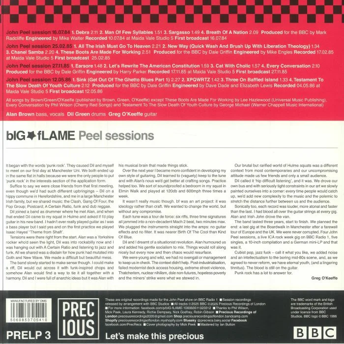 Обратная сторона обложки — BIG FLAME — Peel Sessions 84-86