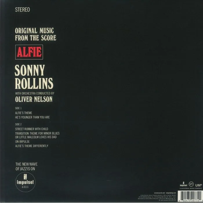 Обратная сторона обложки — Sonny ROLLINS — Alfie (Acoustic Sounds Series)