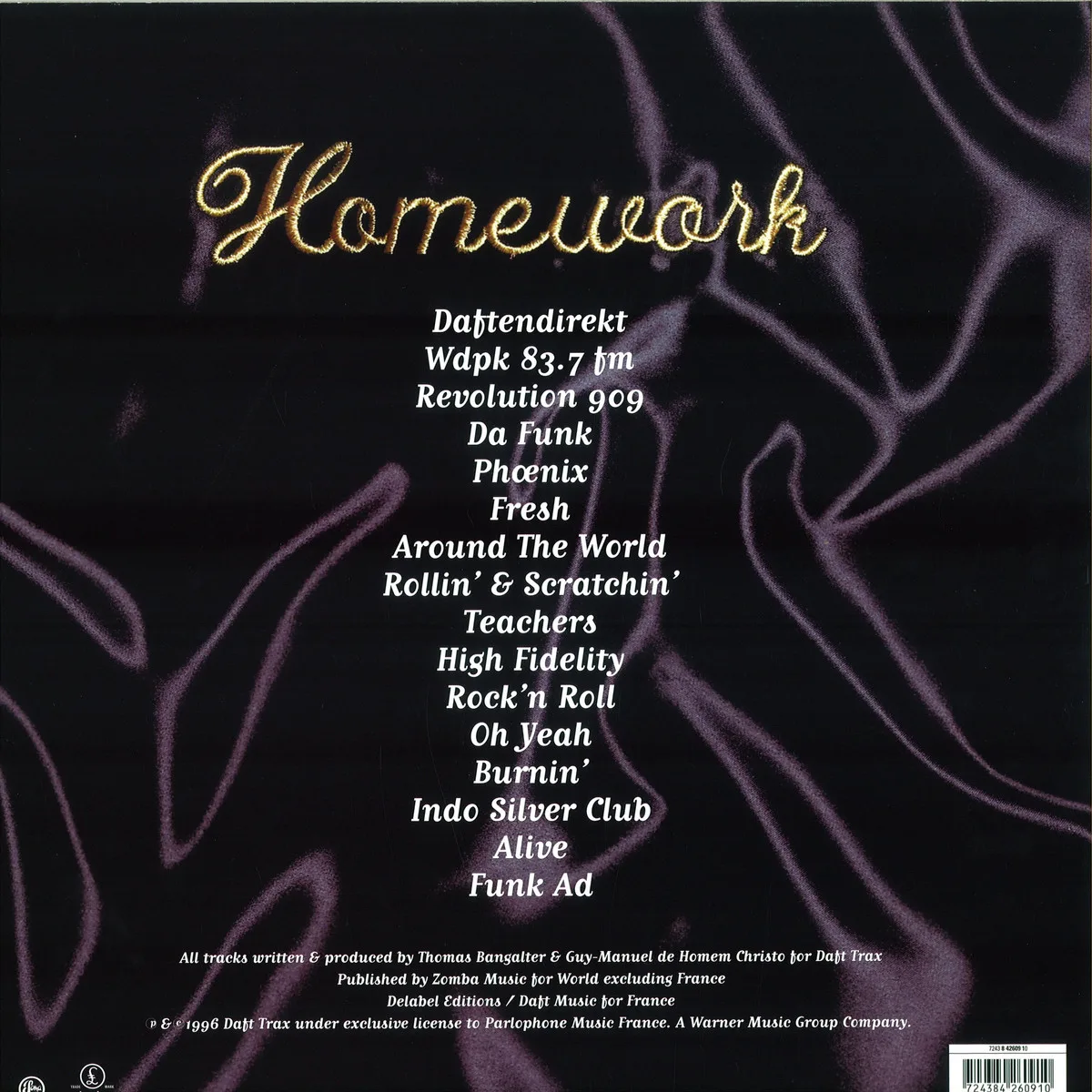 Обратная сторона обложки — Daft Punk — Homework LP 2x12"