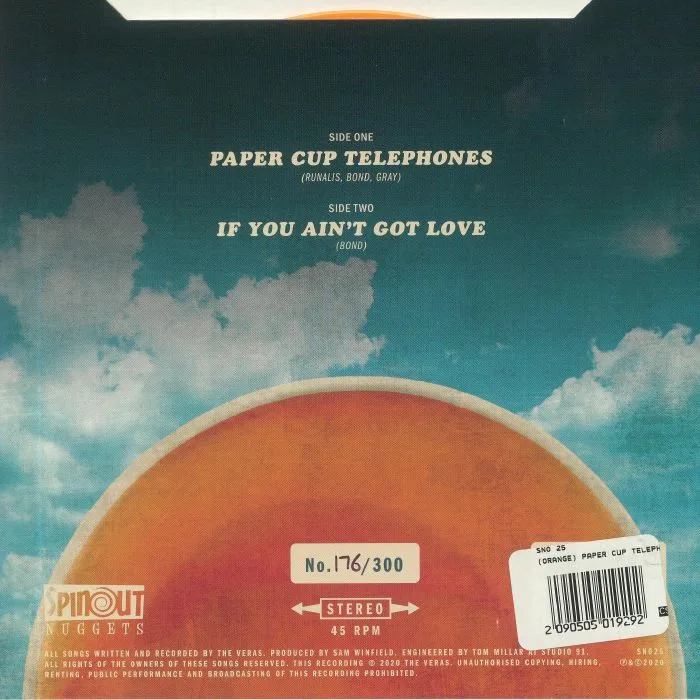 Back cover — The VERAS — Paper Cup Telephones