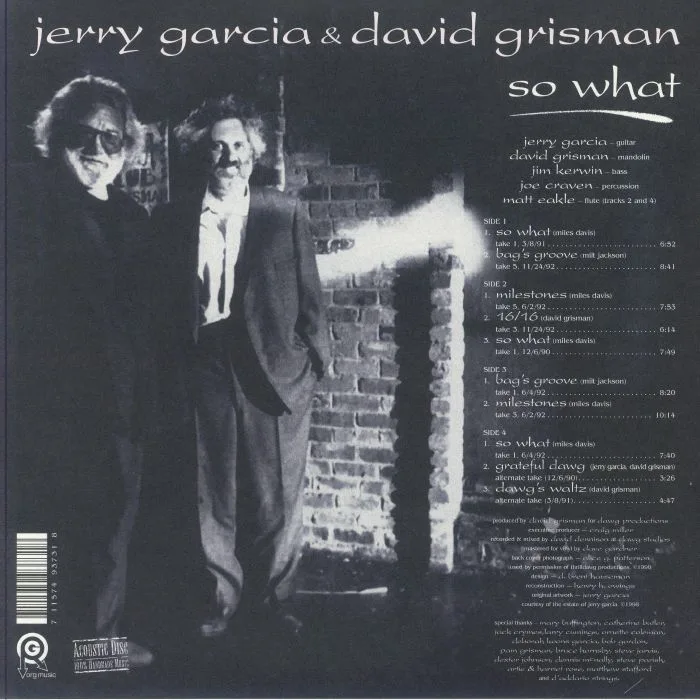 Обратная сторона обложки — Jerry GARCIA / DAVID GRISMAN — So What (25th Anniversary Edition) (Record Store Day RSD Black Friday 2023)