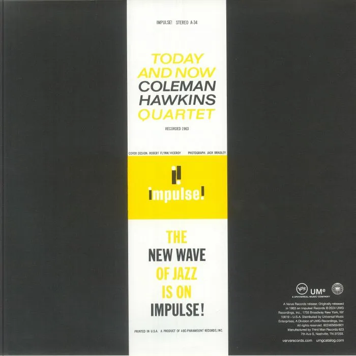 Back cover — COLEMAN HAWKINS QUARTET — Today & Now (Verve By Request)