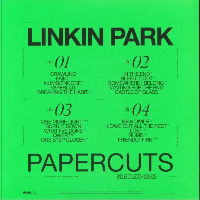 Обратная сторона обложки — LINKIN PARK — Papercuts: Singles Collection 2000-2023