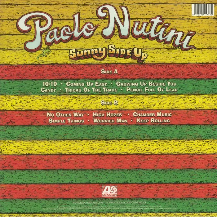 Back cover — Paolo NUTINI — Sunny Side Up (reissue)