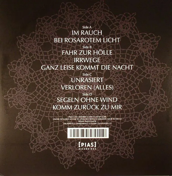Back cover — BOHREN & DER CLUB OF GORE — Piano Nights (B-STOCK)