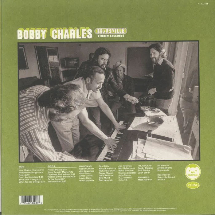 Back cover — Bobby CHARLES — Bearsville Studio Sessions (Record Store Day RSD 2025)