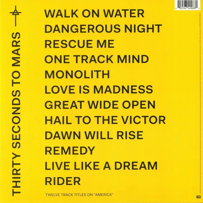 Обратная сторона обложки — THIRTY SECONDS TO MARS — America
