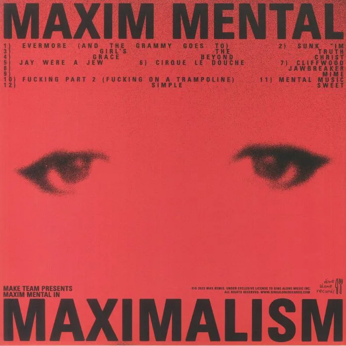 Обратная сторона обложки — MAXIM MENTAL — Maximalism