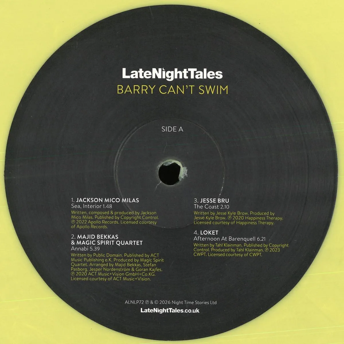 Front cover — Barry Can’t Swim — Late Night Tales: Barry Can’t Swim (2x12")