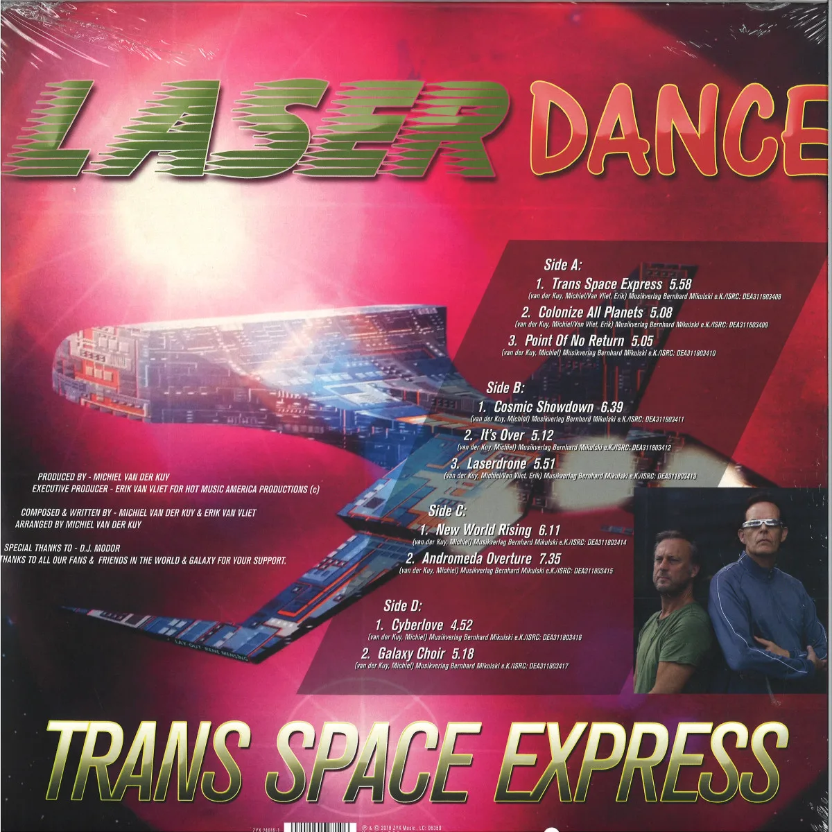 Back cover — LASERDANCE — Trans Space Express 2x12"