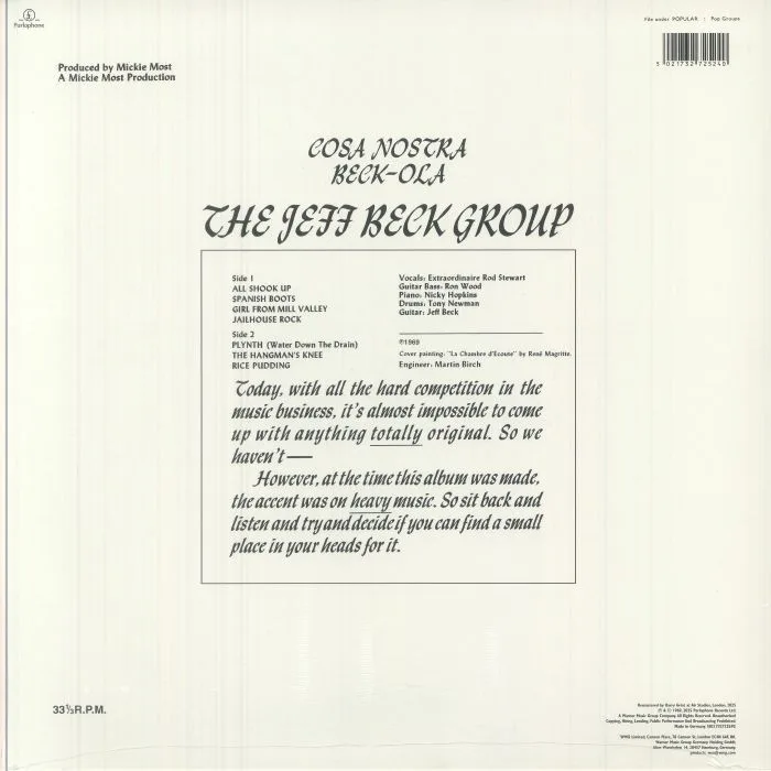 Back cover — The JEFF BECK GROUP — Beck Ola (remastered)