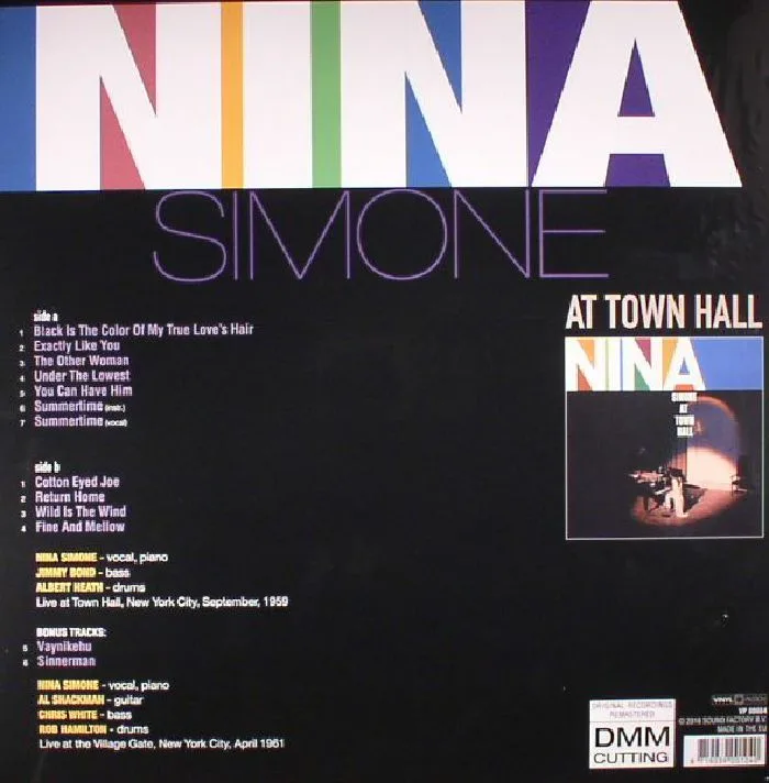 Обратная сторона обложки — Nina SIMONE — At Town Hall (reissue)