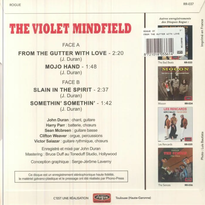 Back cover — The VIOLET MINDFIELD — From The Gutter With Love