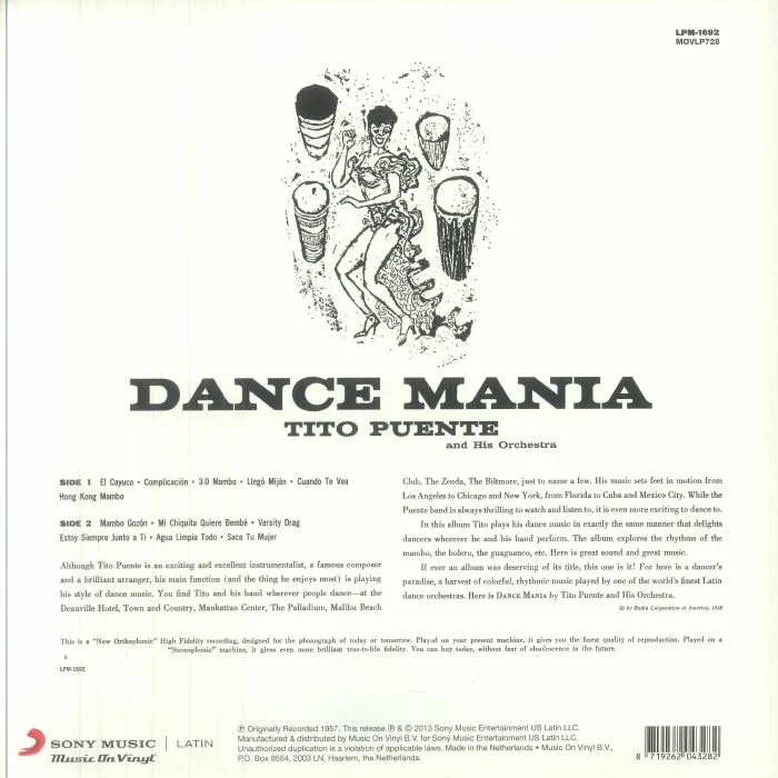 Обратная сторона обложки — Tito PUENTE — Dance Mania