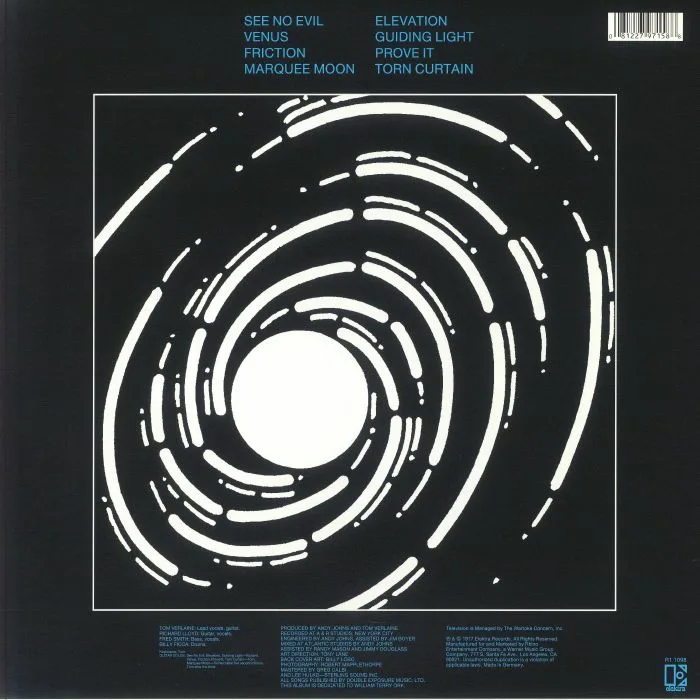 Обратная сторона обложки — TELEVISION — Marquee Moon