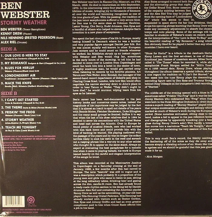 Обратная сторона обложки — Ben WEBSTER — Stormy Weather (B-STOCK)