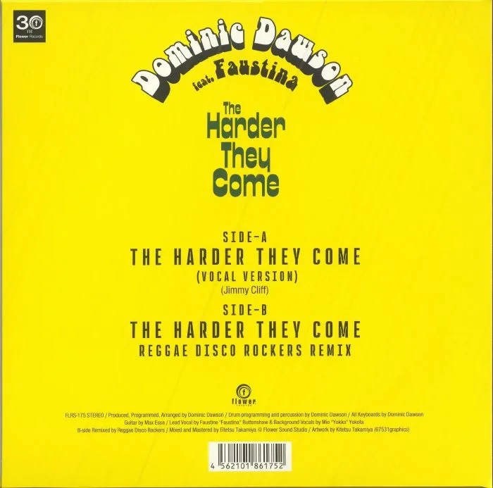 Back cover — Dominic DAWSON feat FAUSTINA — The Harder They Come