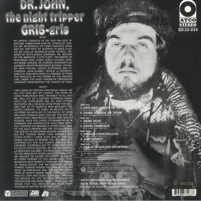 Back cover — DR JOHN THE NIGHT TRIPPER — Gris Gris (reissue)