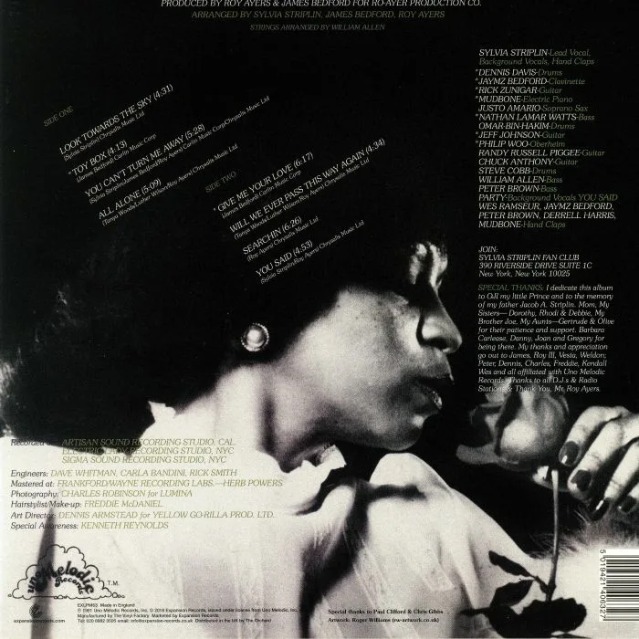 Back cover — Sylvia STRIPLIN — Give Me Your Love (Roy Ayers production)