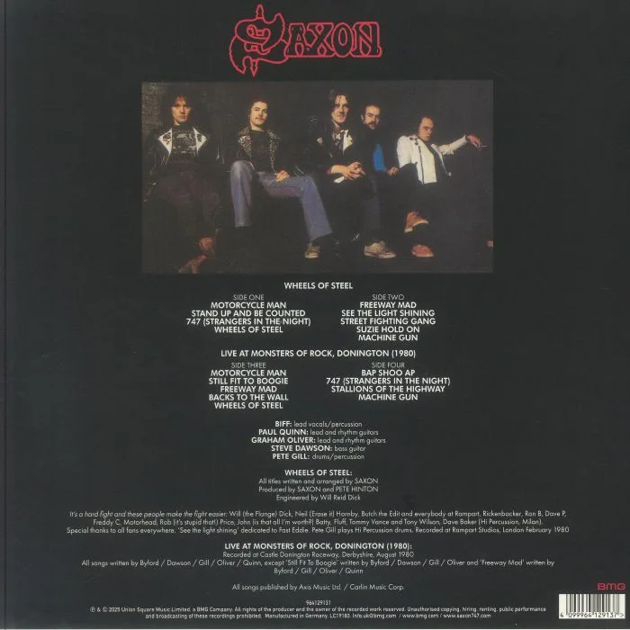 Back cover — SAXON — Wheels Of Steel (Record Store Day RSD 2025)