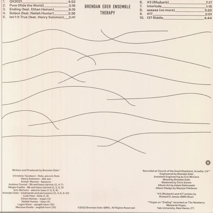 Back cover — BRENDAN EDER ENSEMBLE — Therapy
