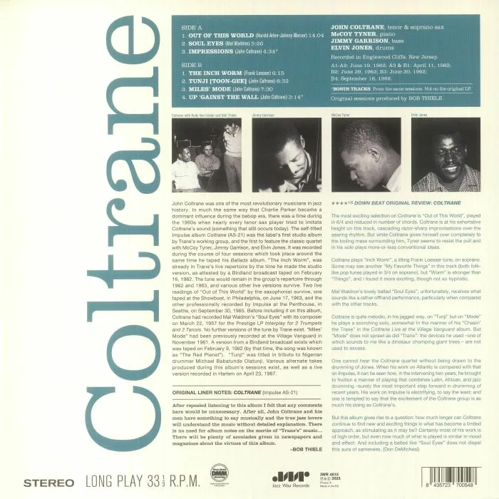 Обратная сторона обложки — John COLTRANE — Coltrane (Collectors Edition)