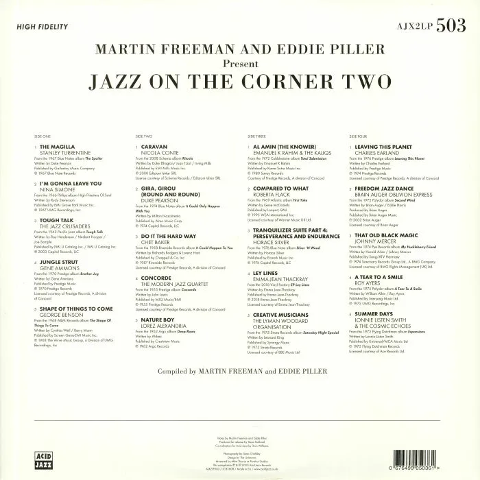 Обратная сторона обложки — Martin FREEMAN / EDDIE PILLER / VARIOUS — Jazz On The Corner Two