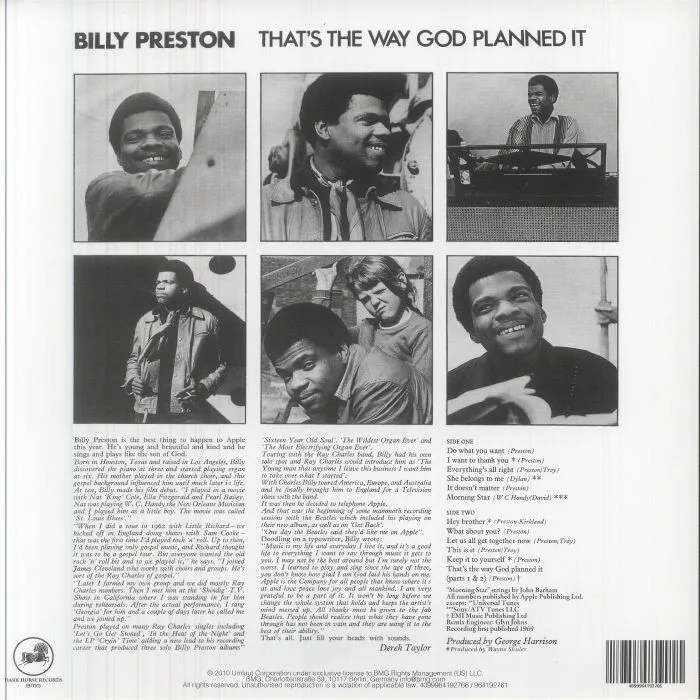 Обратная сторона обложки — Billy PRESTON — That's The Way God Planned It (reissue)