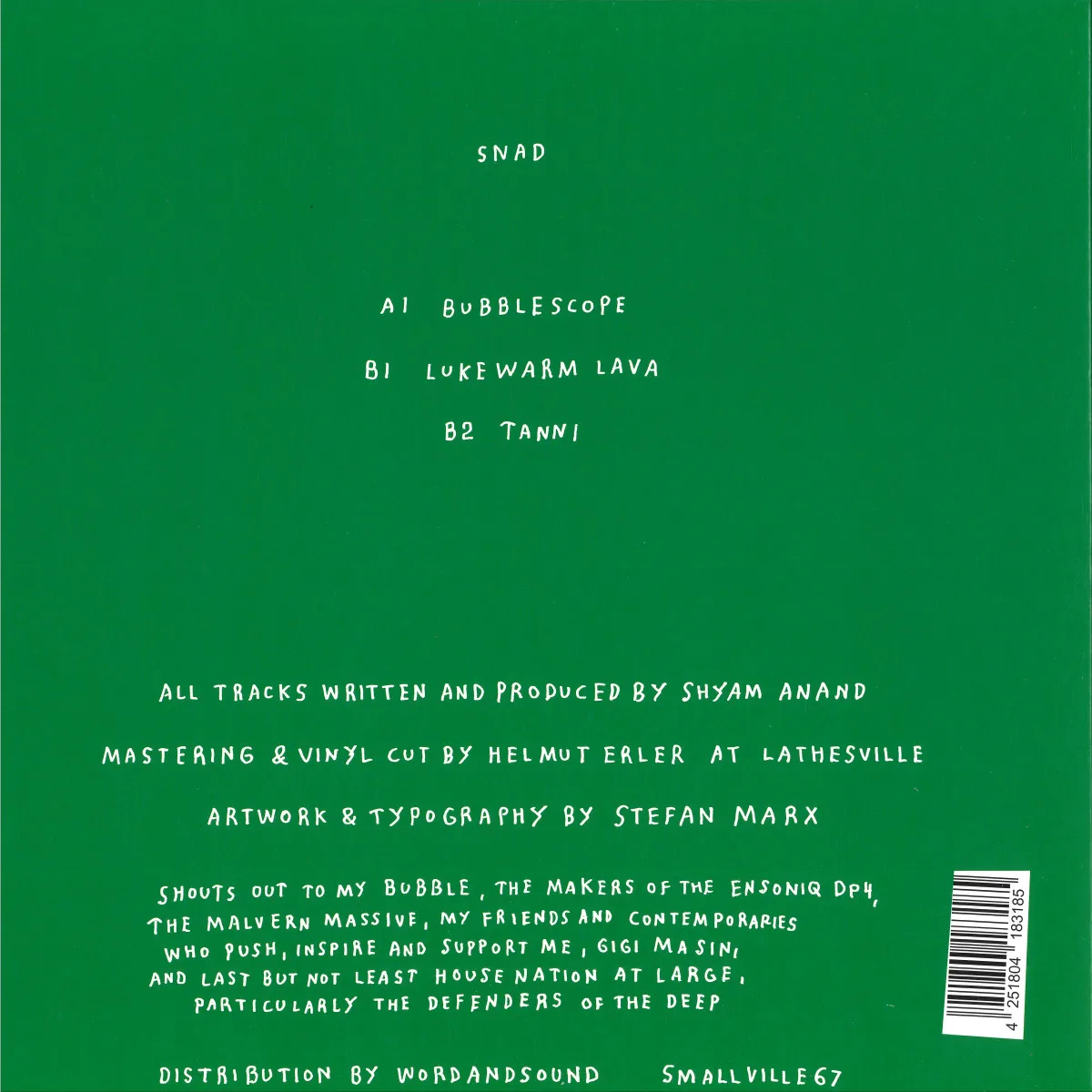 Back cover — Snad — Bubblescope