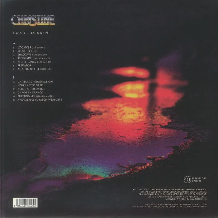 Back cover — CHRISTINE — Road To Ruin
