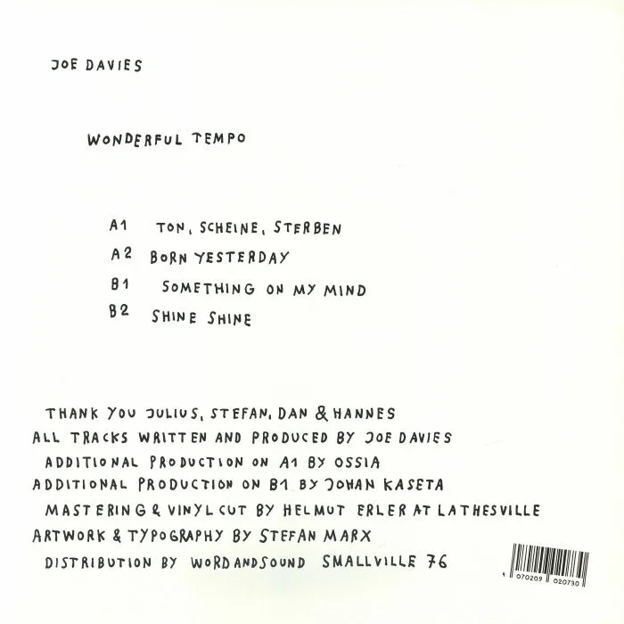 Обратная сторона обложки — Joe DAVIES — Wonderful Tempo