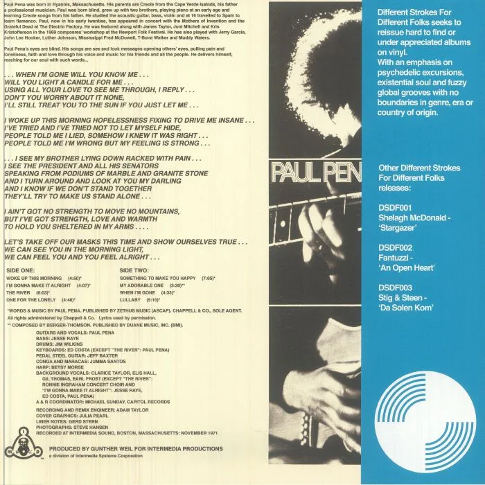 Обратная сторона обложки — Paul PENA — Paul Pena (reissue)
