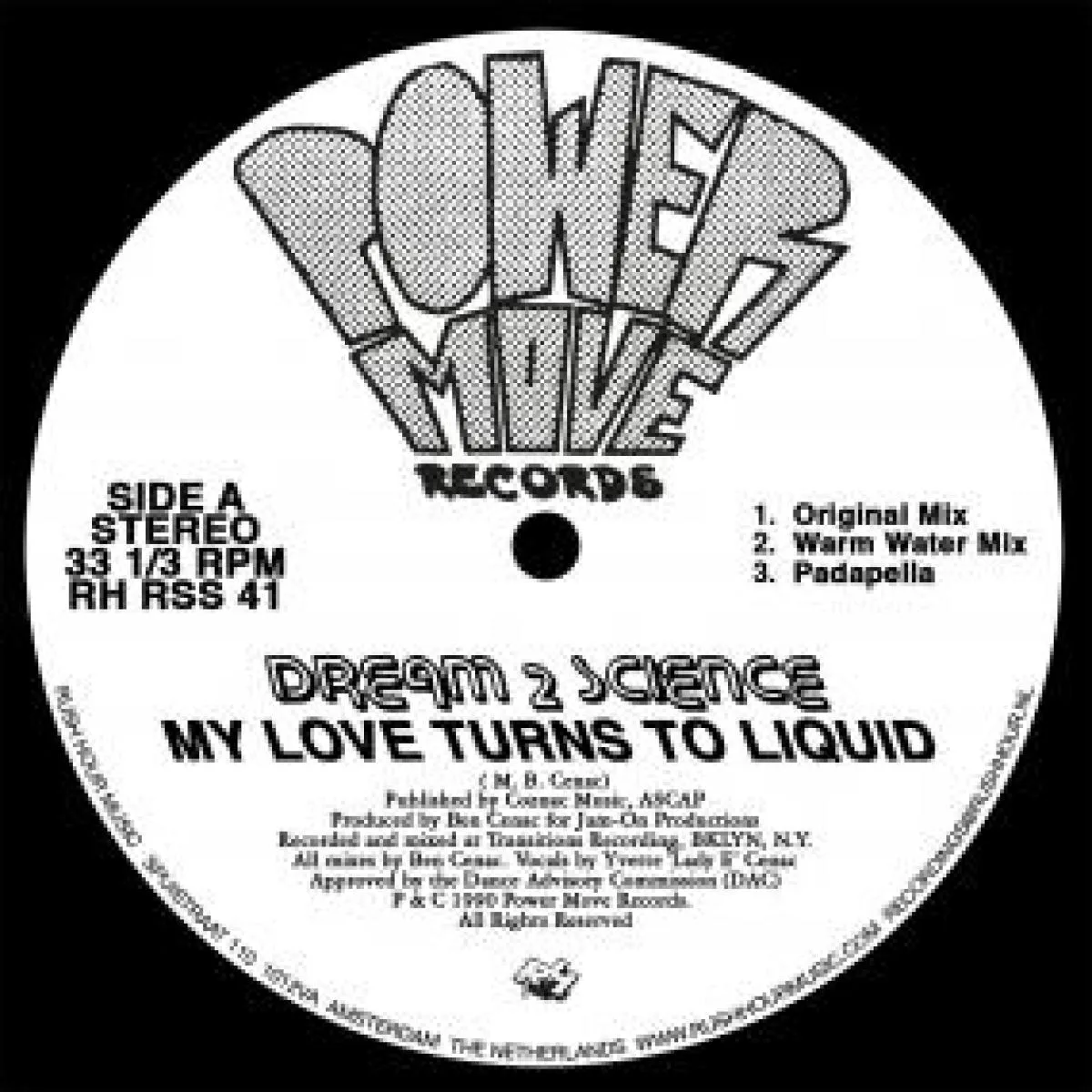 Front cover — DREAM 2 SCIENCE — MY LOVE TURNS TO LIQUID