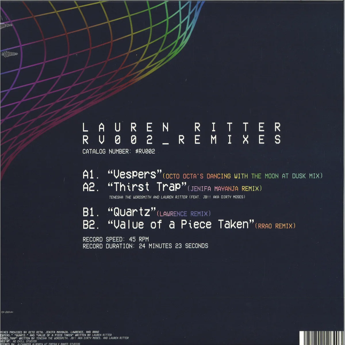 Обратная сторона обложки — Lauren Ritter — Rift Vision 002 - The Remixes