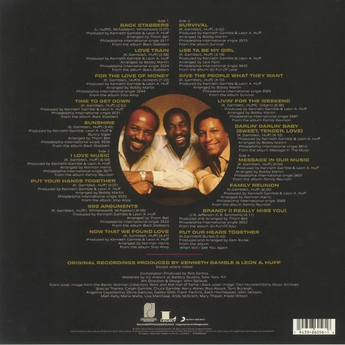 Back cover — The O'JAYS — The Best Of The O'Jays