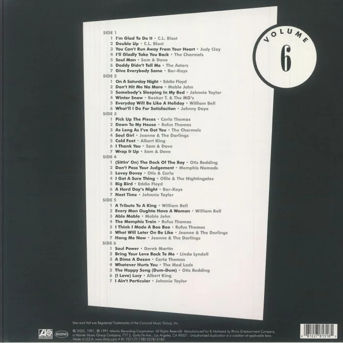Обратная сторона обложки — VARIOUS — The Complete Stax / Volt Singles 1959-1968: Volume 6