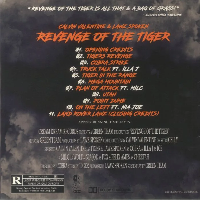 Back cover — Calvin VALENTINE / LAWZ SPOKEN — Revenge Of The Tiger