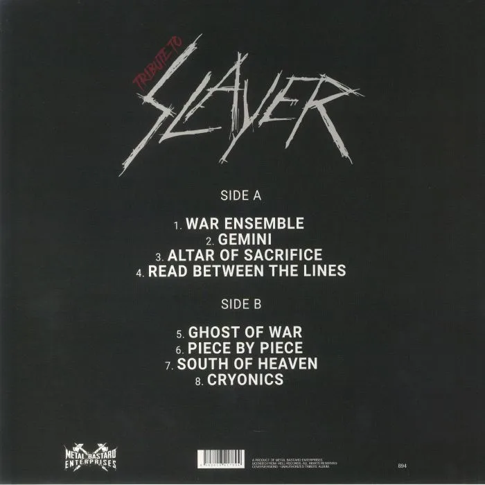 Back cover — VARIOUS — Tribute To Slayer