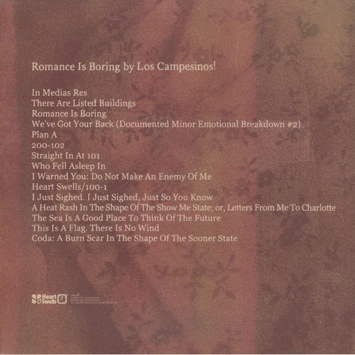 Обратная сторона обложки — LOS CAMPESINOS! — Romance Is Boring (reissue)