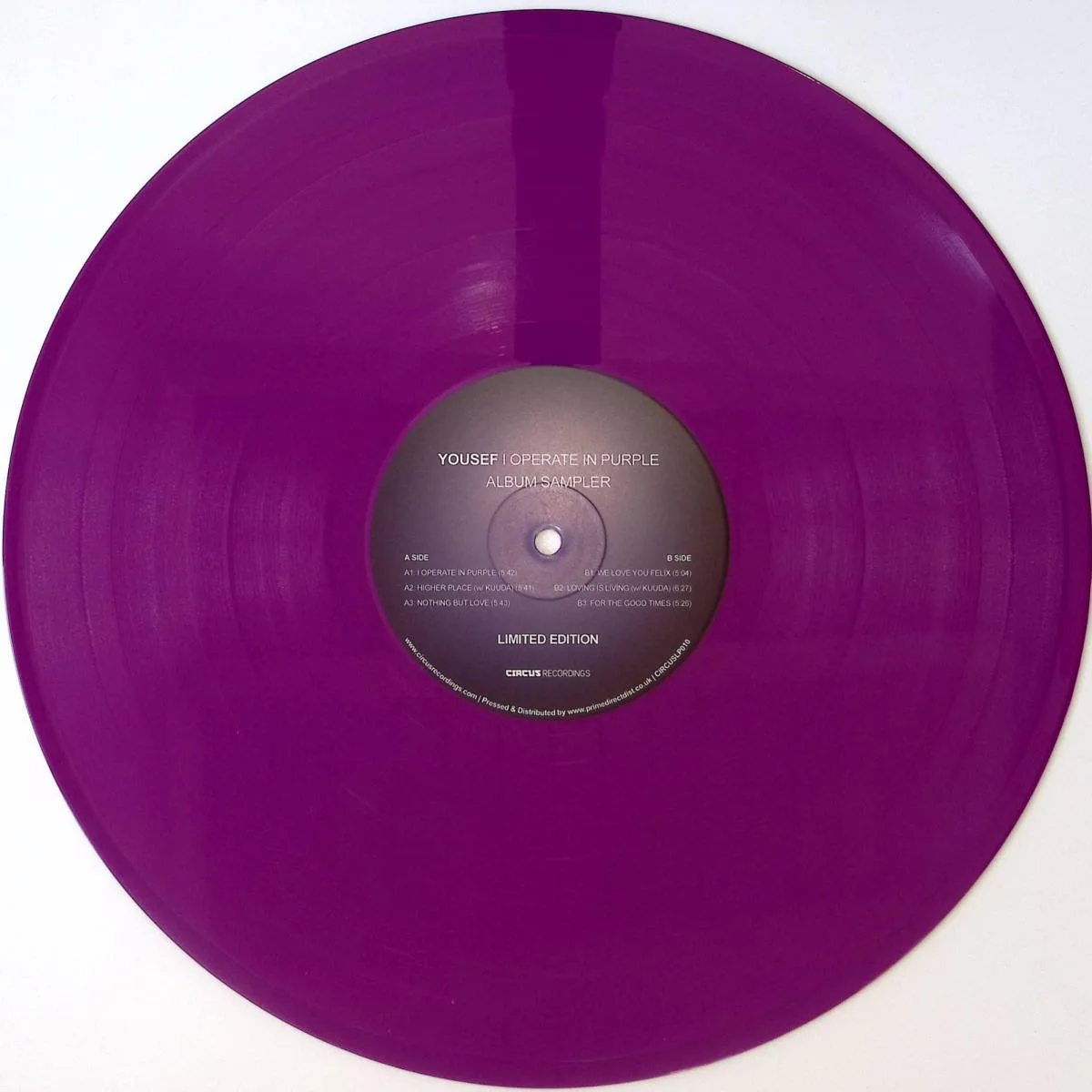 Обратная сторона обложки — Yousef — I Operate In Purple - Album Sampler LP