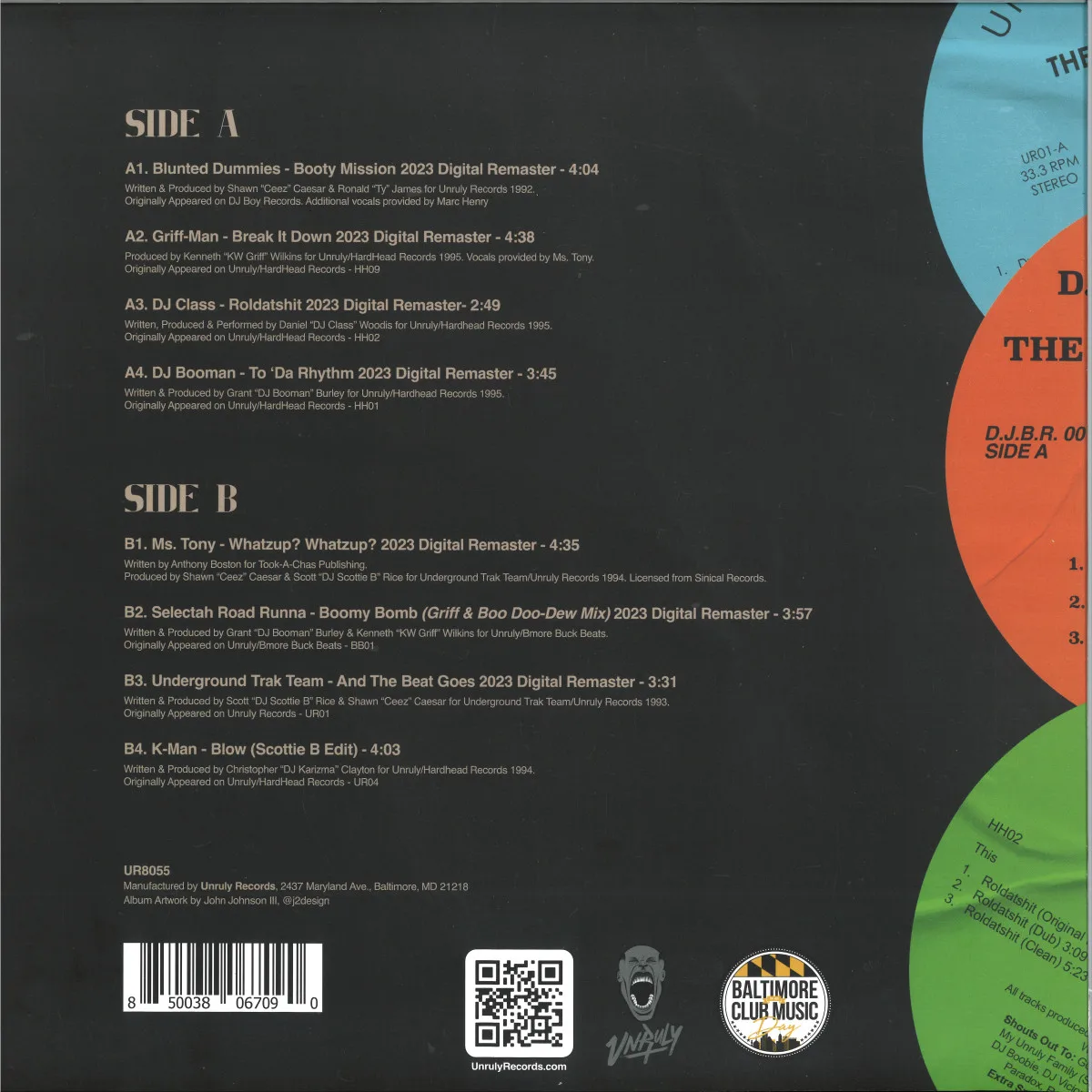 Обратная сторона обложки — Various — Unruly Records Anthology: 1991-1995 LP