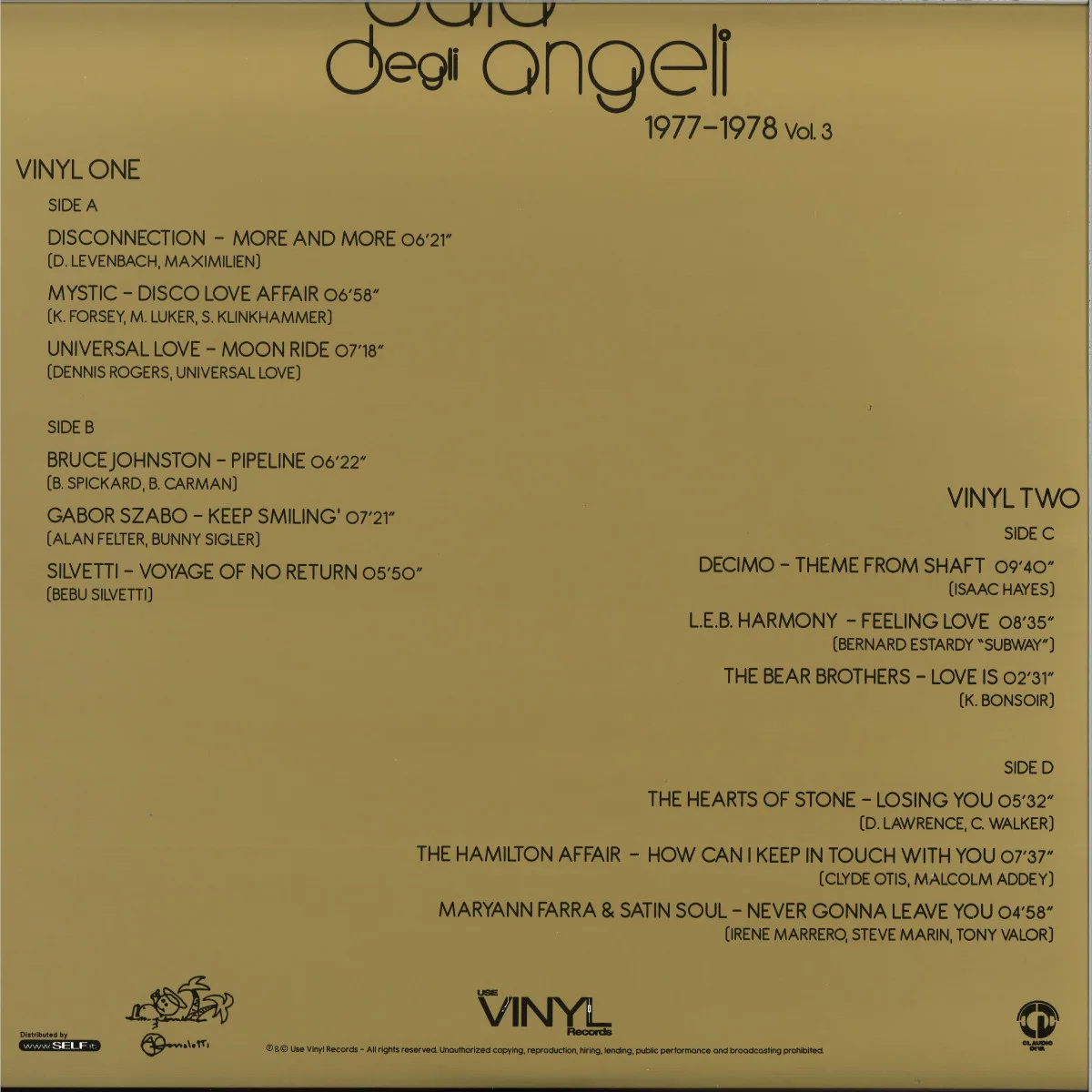 Обратная сторона обложки — Daniele Baldelli — BAIA DEGLI ANGELI 1977-1978 VOL. 3 (2x12")