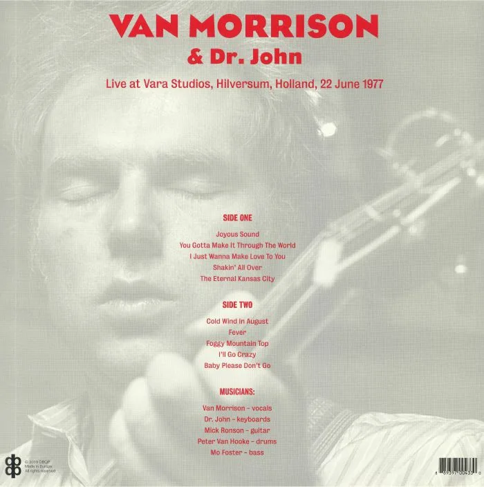 Back cover — Van MORRISON / DR JOHN — Live At Vara Studios Hilversum Holland June 22 1977